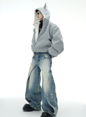 Reversible Fox Ear Fleece Hoodie Jacket - COPPING THREADS - ArguE CulturE