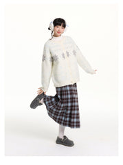 Reversible Snowflake Mohair Knit Cardigan - COPPING THREADS - CHICISLAND