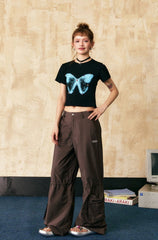 Rhinestone Butterfly Print Cropped Tee - COPPING THREADS - CHICISLAND