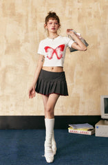 Rhinestone Butterfly Print Cropped Tee - COPPING THREADS - CHICISLAND