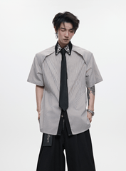Rhinestone Collar Stripe Shirt - COPPING THREADS - ArguE CulturE