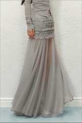 Ruched Mesh Panel Maxi Skirt - COPPING THREADS - AGAM