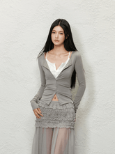 Ruched Mesh Panel Maxi Skirt - COPPING THREADS - AGAM