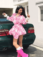 Ruffle Plaid Shirt Dress - COPPING THREADS - Yokuku