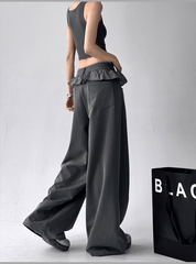 Ruffle Waist Pleated Wide - Leg Trousers - COPPING THREADS - CT Select