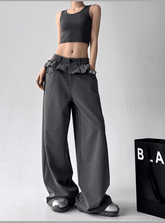Ruffle Waist Pleated Wide - Leg Trousers - COPPING THREADS - CT Select