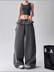 Ruffle Waist Pleated Wide - Leg Trousers - COPPING THREADS - CT Select