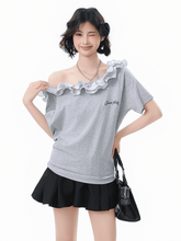 Ruffled Off - Shoulder Asymmetrical Tee - COPPING THREADS - CHICISLAND