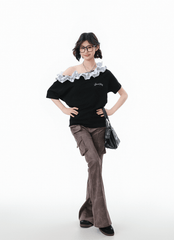 Ruffled Off - Shoulder Asymmetrical Tee - COPPING THREADS - CHICISLAND