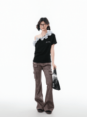 Ruffled Off - Shoulder Asymmetrical Tee - COPPING THREADS - CHICISLAND