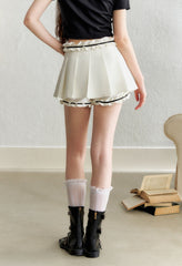 Ruffled Trim Pleated Skirt - COPPING THREADS - AYF