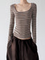 Scoop-Neck Striped Long-Sleeve T-Shirt - COPPING THREADS - CT ORIGINALS