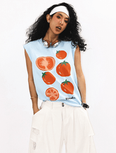 Sleeveless Tomato Print Tank Top - COPPING THREADS - Yokuku