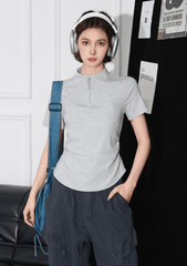 Slim Fit Zip Mock Neck Tee - COPPING THREADS - CT Select