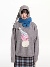 Snowman Elf Embroidered Pom - Pom Jacquard Sweater - COPPING THREADS - CT Select