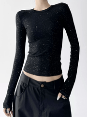 Speckled Rib Crewneck Long - Sleeve Top - COPPING THREADS - CT Select