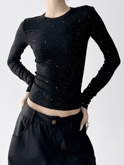 Speckled Rib Crewneck Long - Sleeve Top - COPPING THREADS - CT Select