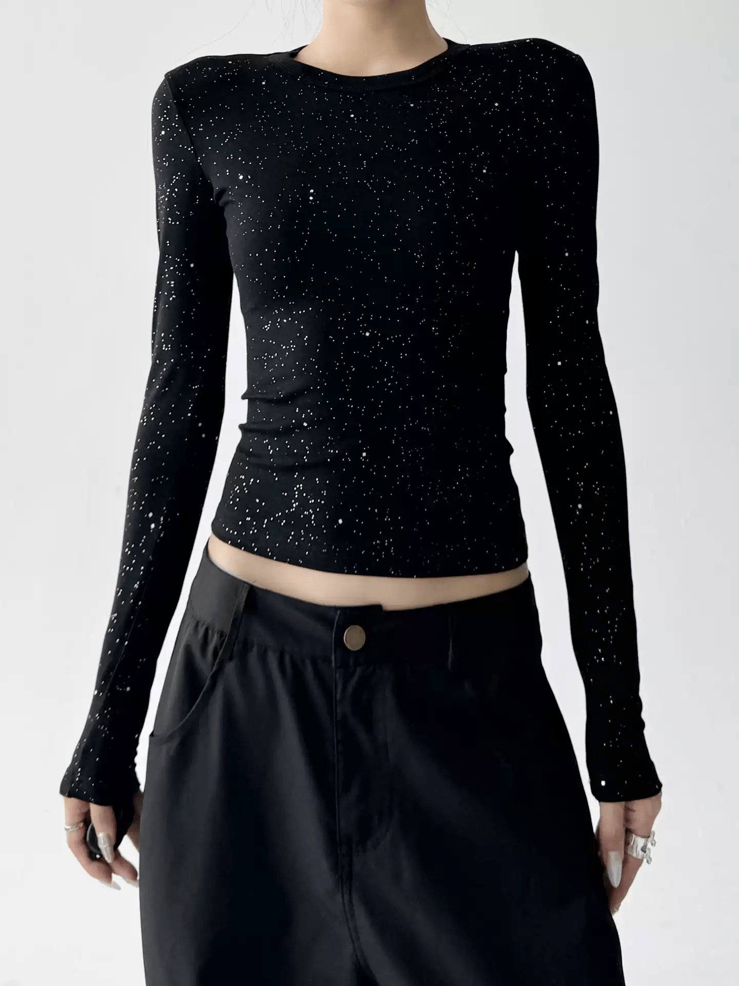 Speckled Rib Crewneck Long - Sleeve Top - COPPING THREADS - CT Select
