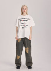 Spoof Brand Letter Print Short Sleeve Tee - COPPING THREADS - ARTMONSTER