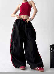 Sporty Contrast Stripe Wide - Leg Paratrooper Pants - COPPING THREADS - CT Select