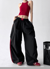 Sporty Contrast Stripe Wide - Leg Paratrooper Pants - COPPING THREADS - CT Select