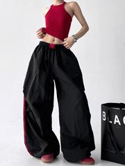 Sporty Contrast Stripe Wide - Leg Paratrooper Pants - COPPING THREADS - CT Select