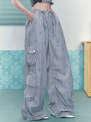 Star Stripe Multi - Pocket Drawstring Cargo Pants - COPPING THREADS - Jikoo