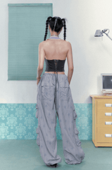 Star Stripe Multi - Pocket Drawstring Cargo Pants - COPPING THREADS - Jikoo