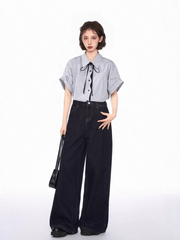 Striped Bow - Tie Polo Collar Shirt - COPPING THREADS - CT Select