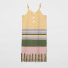 Striped Fringed Knit Dress - COPPING THREADS - MOROMORO