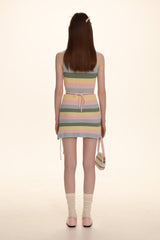 Striped Knit Embroidered Mini Skirt - COPPING THREADS - MOROMORO