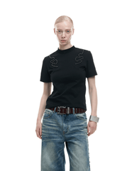 Studded Spine Embroidery Fitted Tee - COPPING THREADS - ArguE CulturE