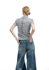 Studded Spine Embroidery Fitted Tee - COPPING THREADS - ArguE CulturE