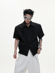 Textured Embroidered Boxy Shirt - COPPING THREADS - ArguE CulturE