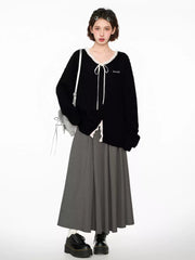 V - Neck Lace Bowknot Pullover Knit Sweater - COPPING THREADS - CT Select