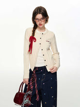 Vertical Stripe Round Neck Cardigan - COPPING THREADS - CHICISLAND