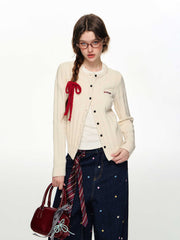 Vertical Stripe Round Neck Cardigan - COPPING THREADS - CHICISLAND