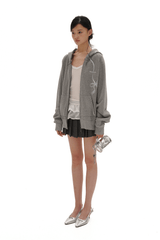 Vintage Bow Embroidered Cotton Zip - Up Hoodie - COPPING THREADS - MOROMORO