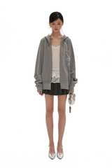 Vintage Bow Embroidered Cotton Zip - Up Hoodie - COPPING THREADS - MOROMORO