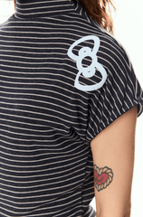 Vintage Bow Print Striped Fitted Tee - COPPING THREADS - CT Select