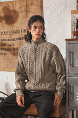 Vintage Cable Knit Half - Turtleneck Cardigan Sweater - COPPING THREADS - MAKE NOISE