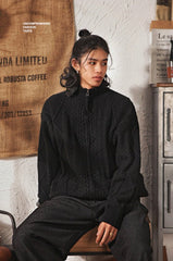 Vintage Cable Knit Half - Turtleneck Cardigan Sweater - COPPING THREADS - MAKE NOISE