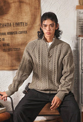 Vintage Cable Knit Half - Turtleneck Cardigan Sweater - COPPING THREADS - MAKE NOISE