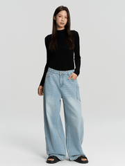 Vintage Curved Utility Pocket Wide - Leg Jeans - COPPING THREADS - RAPPEYE