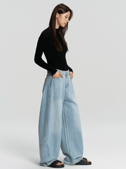 Vintage Curved Utility Pocket Wide - Leg Jeans - COPPING THREADS - RAPPEYE