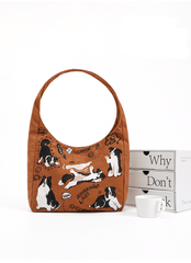 Vintage Cute Dog Print Canvas Tote Bag - COPPING THREADS - CT Select