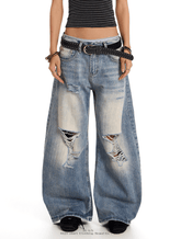 Vintage Distressed Wide - Leg Denim - COPPING THREADS - 0123Start