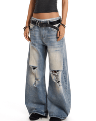 Vintage Distressed Wide - Leg Denim - COPPING THREADS - 0123Start
