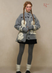 Vintage Dog Jacquard Toggle Knit Cardigan - COPPING THREADS - CHICISLAND