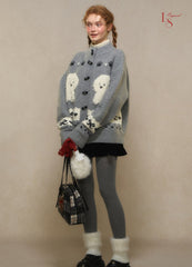 Vintage Dog Jacquard Toggle Knit Cardigan - COPPING THREADS - CHICISLAND